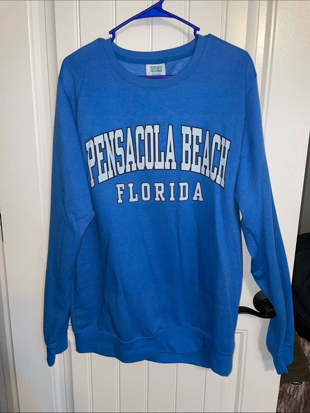 Pensacola Beach Florida Blue Crewneck Sweatshirt Womens xl
